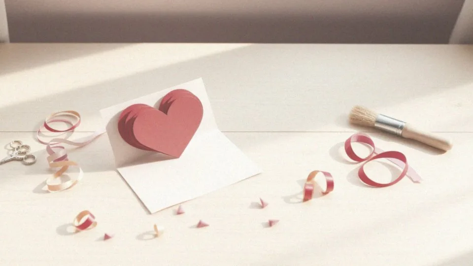 Jakie elementy zawiera kartka Walentynkowa z sercem 3D?